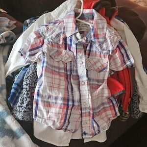 Stylish Kids Plaid Button-Down Shirt - Pink and Blue